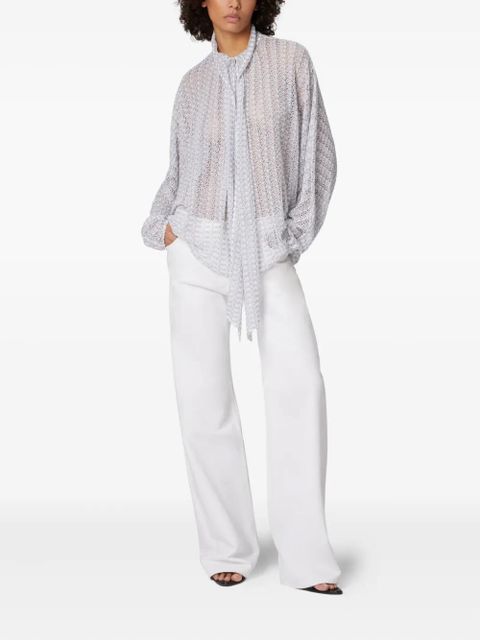 Missoni sash-collar lamé blouse - Silver - zdjęcie produktu nr 2