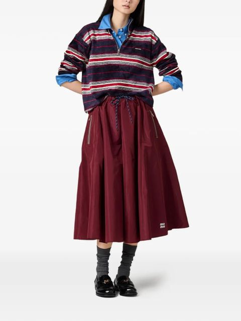 Miu Miu elasticised-waistband metal-zipper midi skirt - Red - zdjęcie produktu nr 2