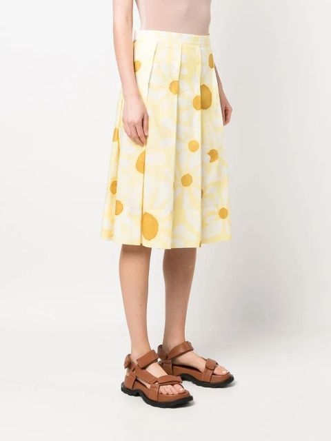 Marni spot-print pleated skirt - Yellow