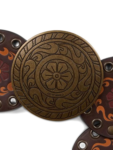 ETRO print studded leather belt - Brown - zdjęcie produktu nr 2