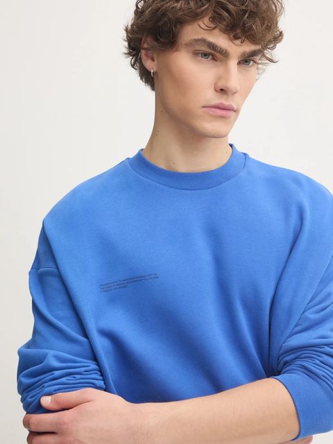 Pangaia bluza bawełniana kolor niebieski z nadrukiem