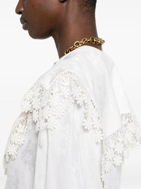Chloé floral-lace trimmed shirt - White