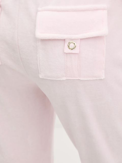 Juicy Couture szorty welurowe Angel damskie kolor różowy z nadrukiem high waist JCNBJ126456