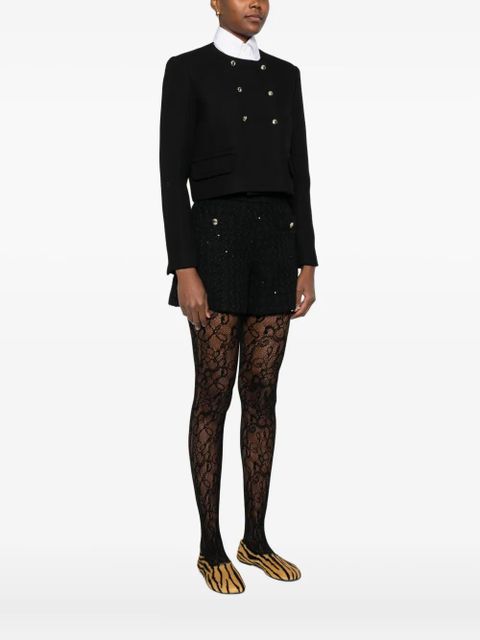 Maje double-breasted cropped blazer - Black