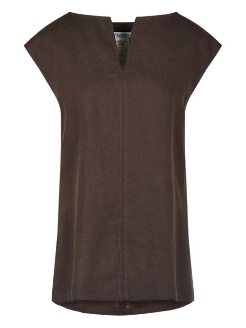 Max Mara cap-sleeve linen top - Brown - zdjęcie produktu nr 1