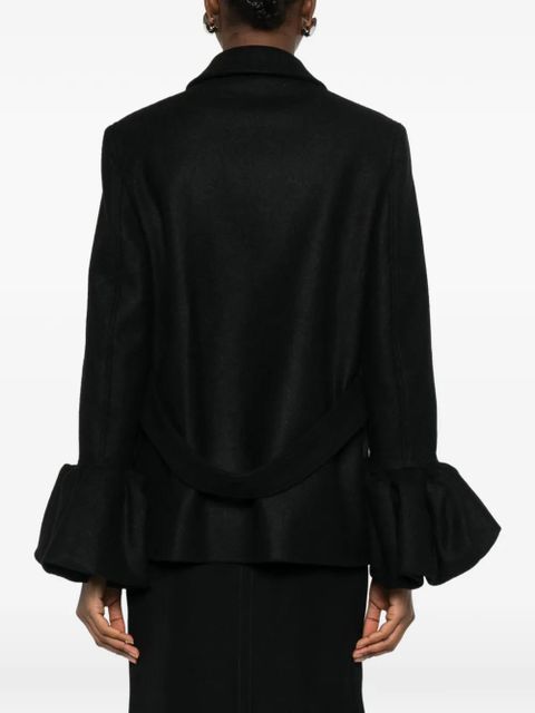 Moschino ruffle-sleeve coat - Black