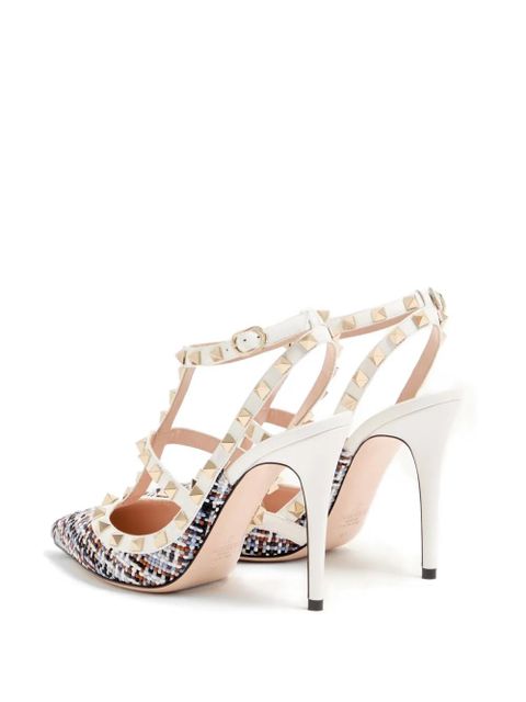 Valentino Garavani Rockstud pumps in woven-fabric 100mm - White