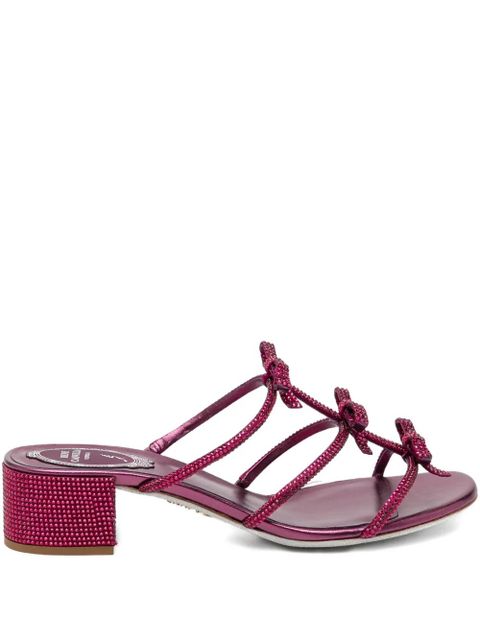 René Caovilla 40mm crystal-embellished ribbon heeled sandals - Purple - zdjęcie produktu nr 1