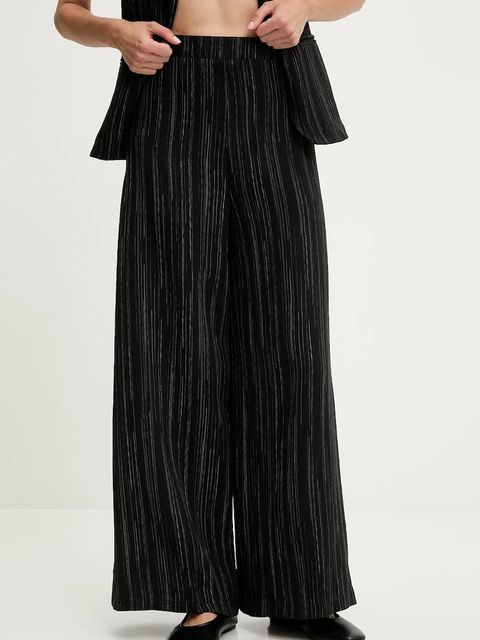 Answear.LAB spodnie z domieszką lnu damskie kolor czarny szerokie high waist - zdjęcie produktu nr 1