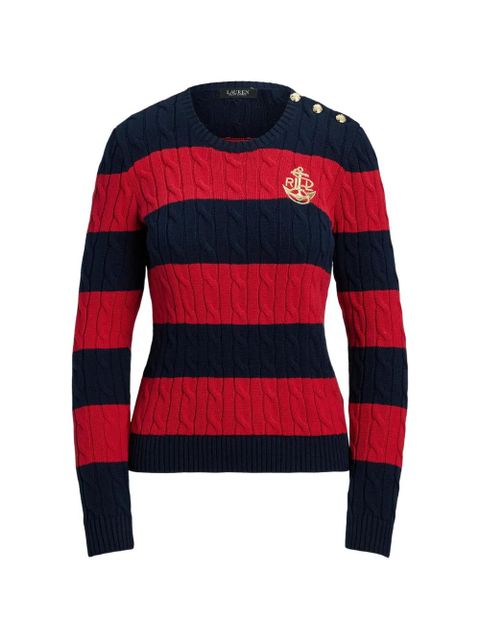 Lauren Ralph Lauren cable-knit striped sweater - Blue - zdjęcie produktu nr 1