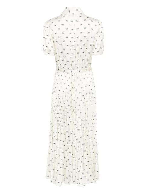 Self-Portrait satin bow-print midi dress - Neutrals - zdjęcie produktu nr 2
