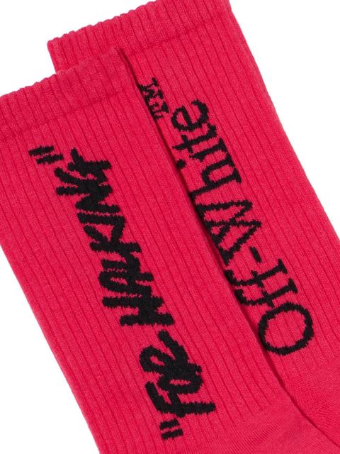 Off-White logo-detail mid calf socks - Red - zdjęcie produktu nr 2