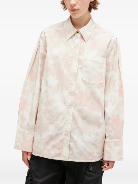 GANNI ruffled cotton shirt - Neutrals