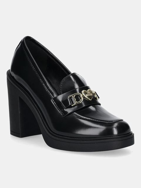 Love Moschino czółenka skórzane kolor czarny na słupku JA1018AG1NJD0000