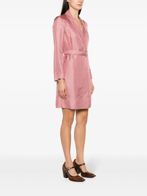 Lanvin geometric-pattern silk wrap dress - Pink