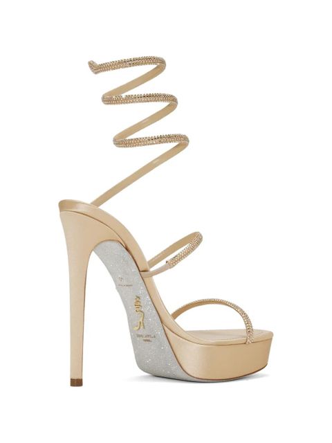 René Caovilla platform crystal embellished sandals - Neutrals