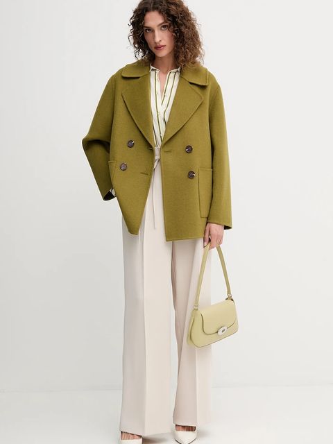 United Colors of Benetton koszula damska kolor beżowy regular z kołnierzykiem klasycznym 5T17DQ0AZ - zdjęcie produktu nr 2