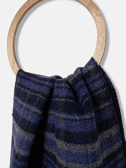 Weekend Max Mara szalik wełniany PAGELLA damski kolor granatowy wzorzysty 2525546085600 - zdjęcie produktu nr 2