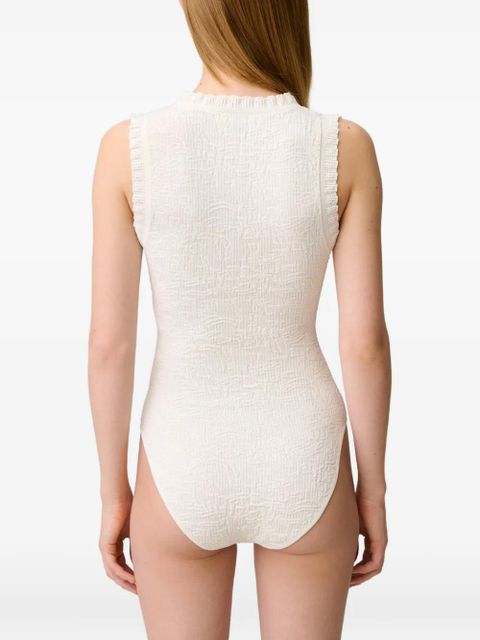 Claudie Pierlot ruffled V-neck top - Neutrals