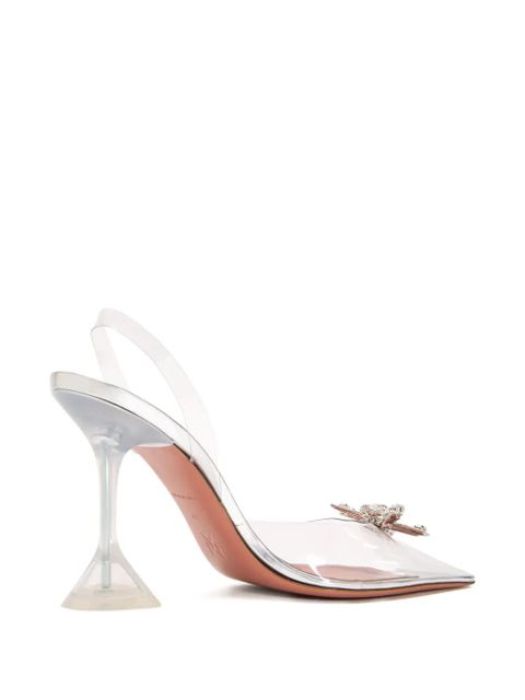 Amina Muaddi 95mm Rosie crystal-bow slingback pumps - White