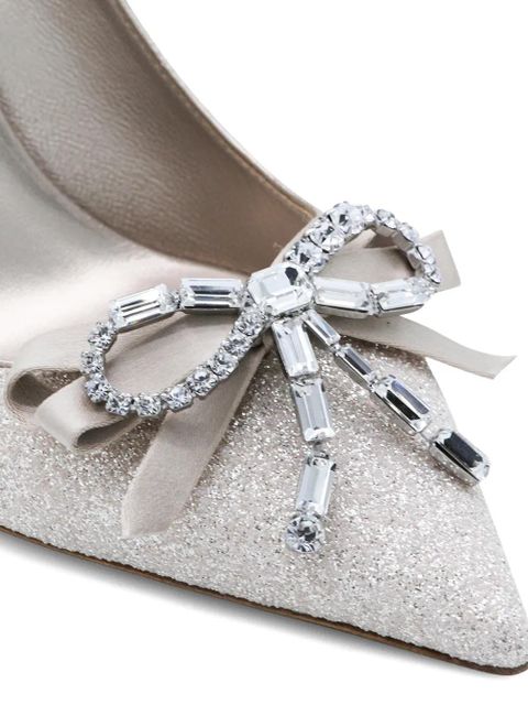 Jimmy Choo crystal-embellished bow pumps - Grey