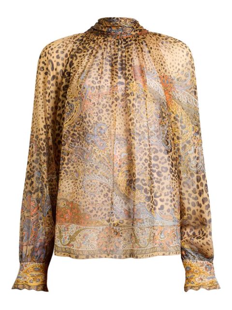 ETRO scarf paisley animal silk top - Neutrals - zdjęcie produktu nr 1
