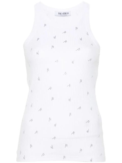 The Attico rhinestone-logo lettering tank top - White - zdjęcie produktu nr 1