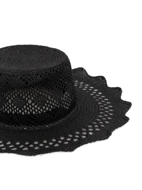 Ruslan Baginskiy cut out-detail straw hat - Black