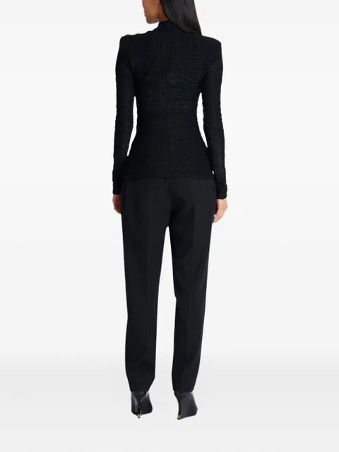 Balmain Ls Bouclette monogram-pattern button top - Black