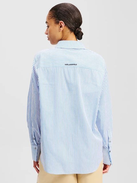 Karl Lagerfeld koszula bawełniana IKON damska kolor niebieski relaxed z kołnierzykiem klasycznym A2W11032 - zdjęcie produktu nr 2