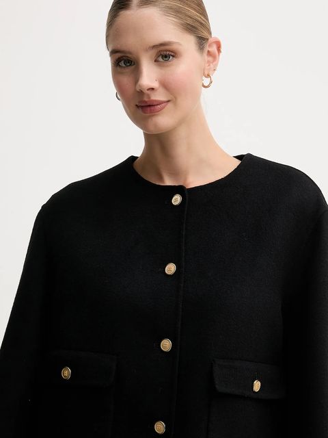 Tommy Hilfiger kurtka z wełną kolor czarny WW0WW47446