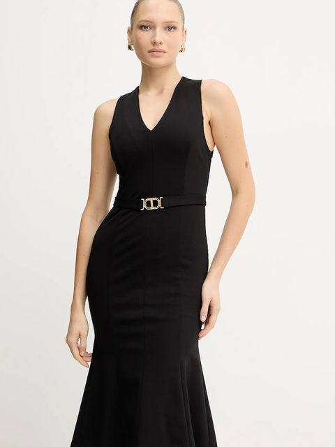 Twinset sukienka kolor czarny midi prosta 252TP2606 - zdjęcie produktu nr 1