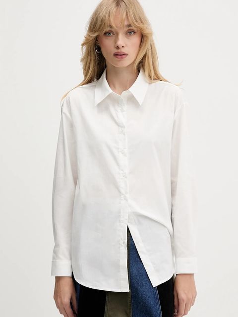 Desigual koszula i kamizelka CHALECO damska kolor biały relaxed z kołnierzykiem klasycznym 25WWCW01