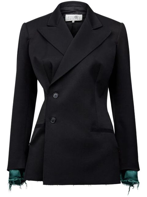 MM6 Maison Margiela logo-patch twill blazer - Black - zdjęcie produktu nr 1