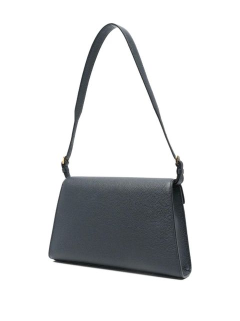 Savette clasp-fastening leather shoulder bag - Blue