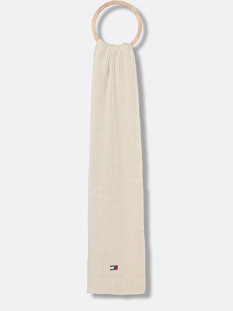 Tommy Jeans szalik bawełniany damski kolor beżowy gładki AW0AW18045 - zdjęcie produktu nr 1