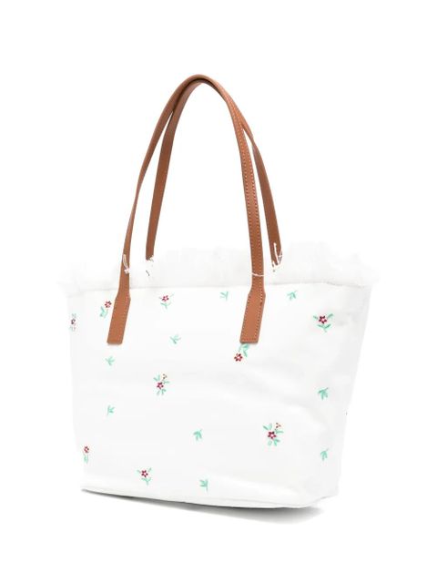 MC2 Saint Barth medium City floral-embroidered tote bag - White