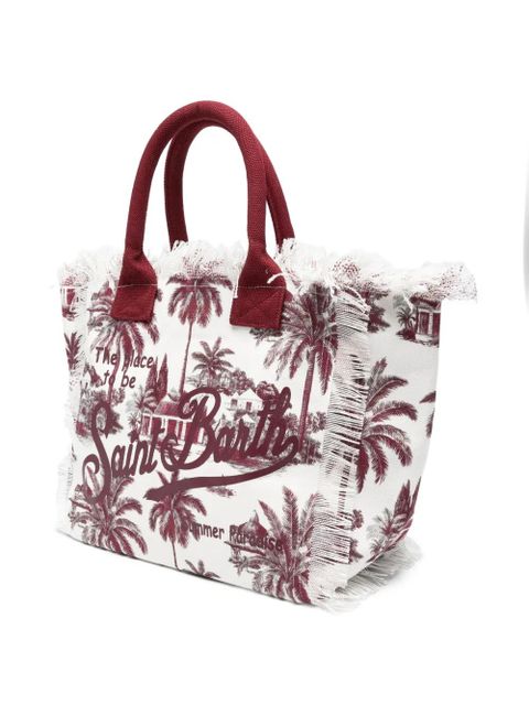 MC2 Saint Barth fringed printed tote bag - White