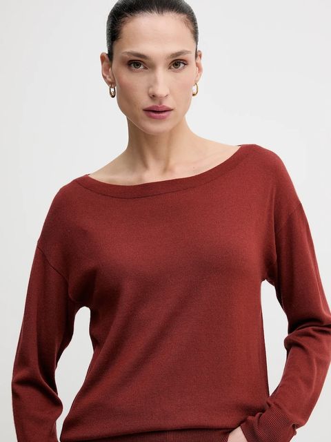 Sisley sweter wełniany damski kolor pomarańczowy lekki 11BAM1A48