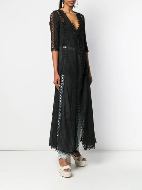 Charo Ruiz Ibiza long embroidered cover up - Black