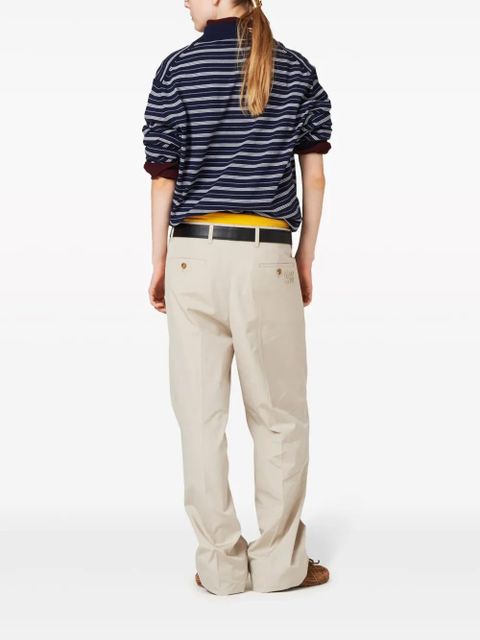 Miu Miu logo-print striped polo top - Blue