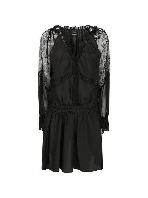 PINKO lace-panelled ruffled mini dress - Black - zdjęcie produktu nr 1