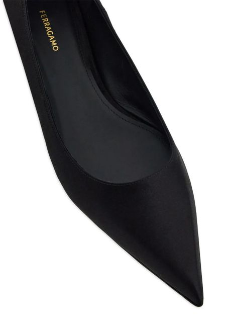 Ferragamo cable-link chain leather ballerina shoes - Black