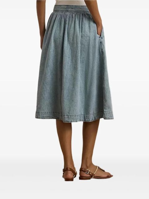 Lauren Ralph Lauren button-front gathered midi skirt - Blue