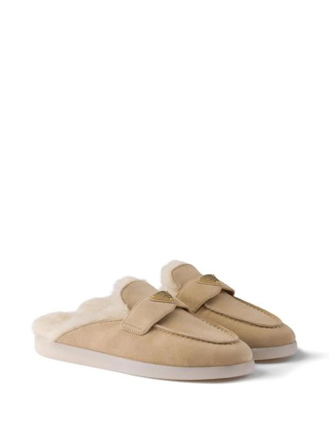 Prada suede shearling loafers - Neutrals