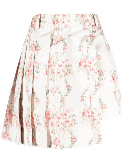 Simone Rocha floral-print asymmetric skorts - Neutrals - zdjęcie produktu nr 1