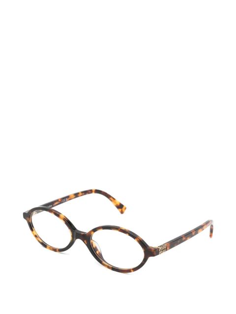 Miu Miu Eyewear tortoiseshell-effect oval-frame glasses - Brown - zdjęcie produktu nr 2