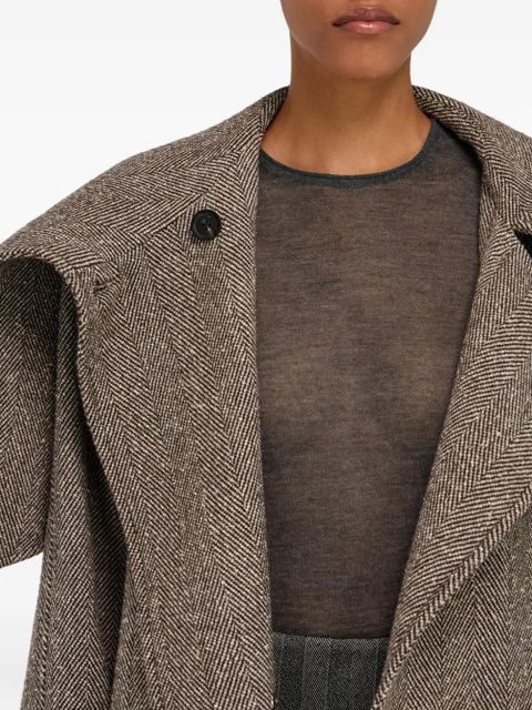 Ferragamo herringbone belted coat - Brown - zdjęcie produktu nr 2