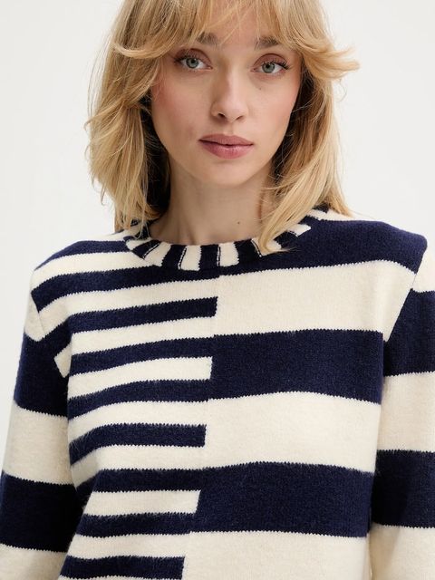 Desigual sweter z domieszką wełny MALMOE damski kolor granatowy lekki 25WWJF17