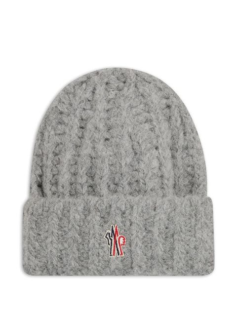 Moncler Grenoble logo-patch beanie hat - Grey - zdjęcie produktu nr 1